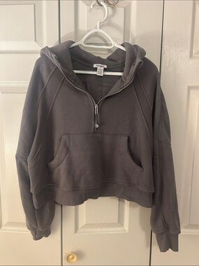 Madewell Charcoal Half-Zip Hooded Sweatshirt